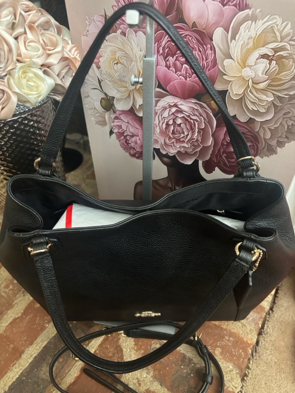 Coach Black Pebbled Leather Hobo Bag with Gold Hardware - Picture 5 of 7